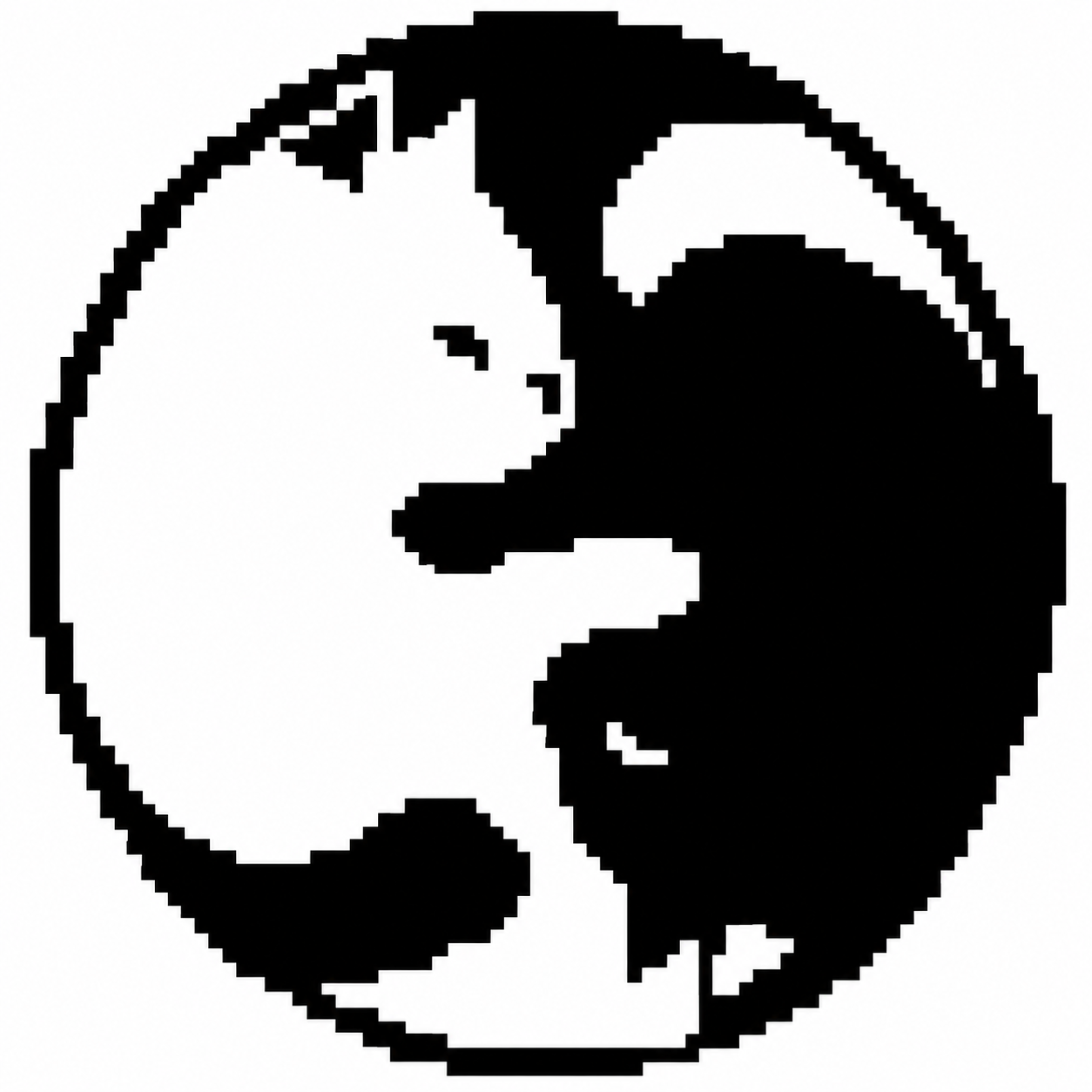 Lux and Nox, the NO SUS lab mark: a white cat and a black cat curled into a yin-yang